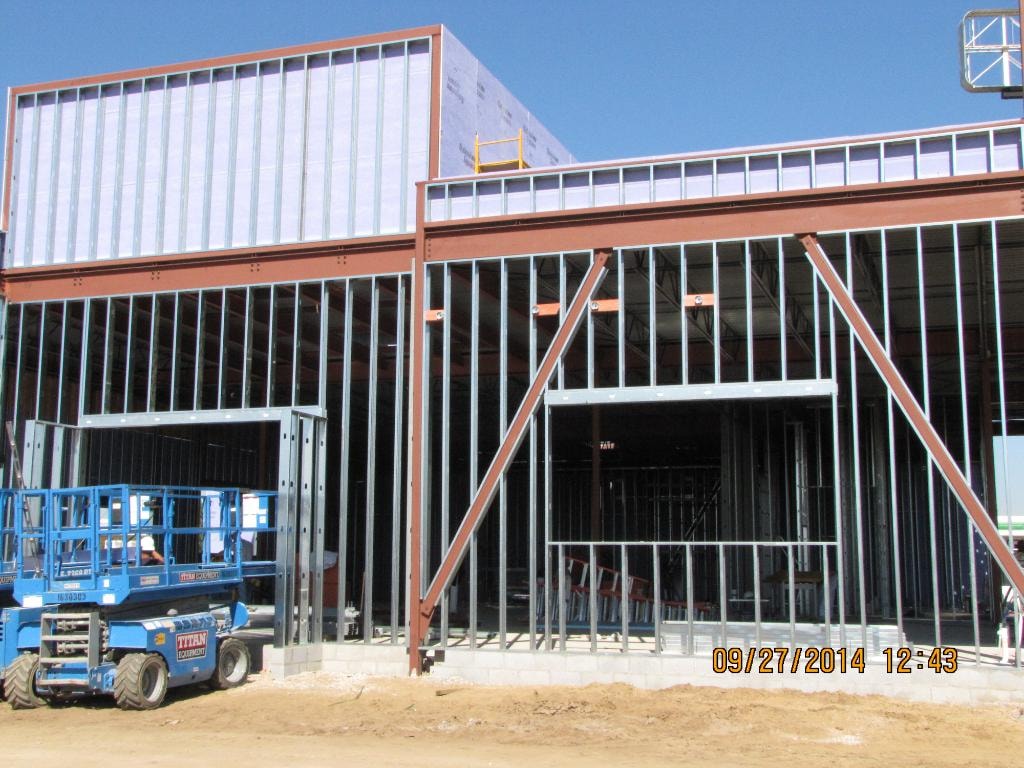 Commercial building under construction with lift