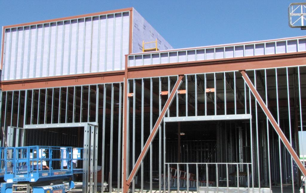 Modern industrial building under construction